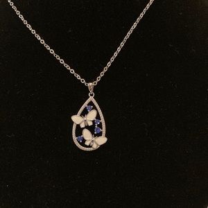 Lisa Robertson Enamel Butterfly Sterling Necklace, never worn